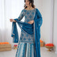 Teal Blue Faux Georgette Thread & Sequence Work Lehenga Set