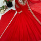 Designer Faux Georgette Embroidered Anarkali Set