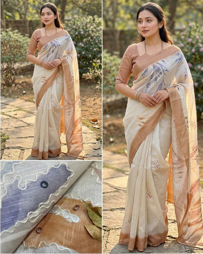 Kantha Mirror Leaf Saree