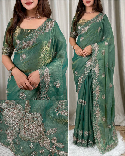 Sequin Bead Floral Saree