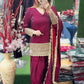 Fendy Silk Embroidered Farshi Pant Suit Set (Available in Teal & Wine)