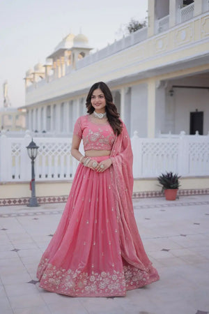 Fendi Silk Heavy Embroidered Lehenga Set for Wedding and Festive Wear