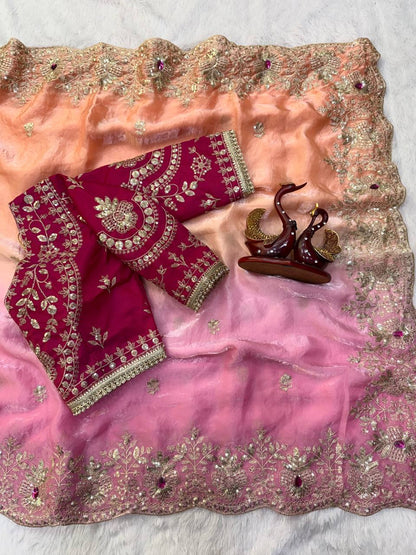 Shaded Zari Silk Sequin Saree