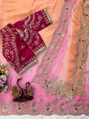 Shaded Zari Silk Sequin Saree
