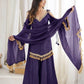 Gold Crepe Kurta Farshi Pant Set with Tassels