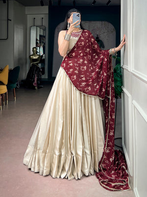 Ivory Mirror Work Lehenga Set