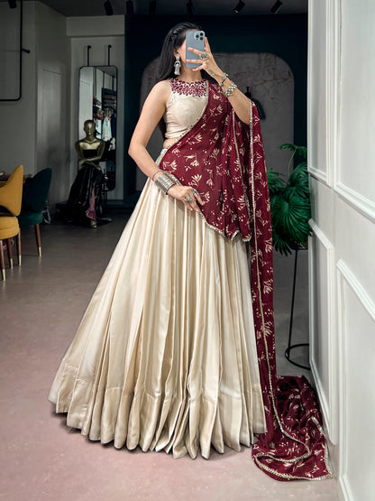 Ivory Mirror Work Lehenga Set