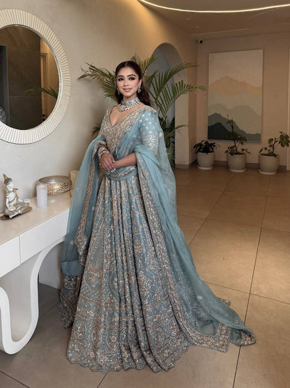 Slate Blue Zari Dori Lehenga