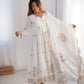Ivory Chinon Silk Embroidered Festive Gown Set