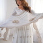 Ivory Chinon Silk Embroidered Festive Gown Set
