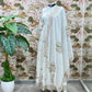 Ivory Chinon Silk Embroidered Festive Gown Set