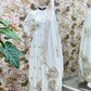 Ivory Chinon Silk Embroidered Festive Gown Set
