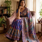 Printed Chinnon Saree with Mirror Zari Work