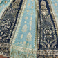 Aqua Blue Faux Georgette Embroidered Lehenga Set for Wedding and Festive Wear