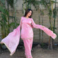 Blush Pink Satin Silk Kurta Salwar Set for Festive and Wedding Wear
