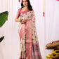 Floral Lichi Silk Saree with Zari Border