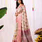 Floral Lichi Silk Saree with Zari Border