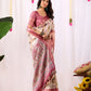 Floral Lichi Silk Saree with Zari Border