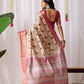 Floral Lichi Silk Saree with Zari Border