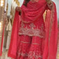 Royal Red Embroidered Sharara Set for Wedding and Festive Wear