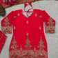 Royal Red Embroidered Sharara Set for Wedding and Festive Wear