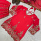 Royal Red Embroidered Sharara Set for Wedding and Festive Wear