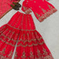 Royal Red Embroidered Sharara Set for Wedding and Festive Wear
