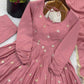 Dusty Rose Roman Silk Anarkali Set for Festive and Wedding Wear