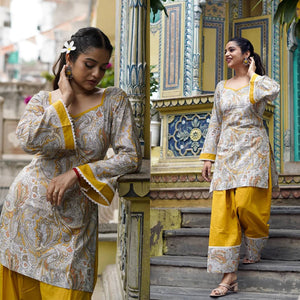 Mustard Paisley Farshi Set