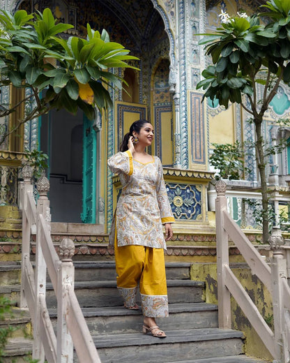 Mustard Paisley Farshi Set