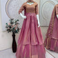 Rose Gold Two Tone Silk Lehenga Set for Wedding and Festive Wear (1 Dress 4 Way to Wear)