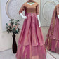 Rose Gold Two Tone Silk Lehenga Set for Wedding and Festive Wear (1 Dress 4 Way to Wear)