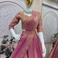 Rose Gold Two Tone Silk Lehenga Set for Wedding and Festive Wear (1 Dress 4 Way to Wear)
