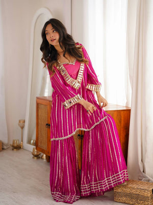 Magenta Mirror Sharara Suit