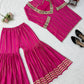 Magenta Mirror Sharara Suit