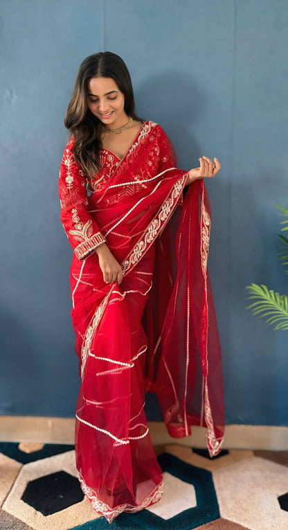 Pearl Khatli Net Saree Set
