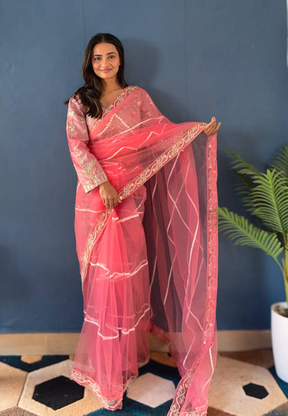 Pearl Khatli Net Saree Set