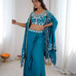 Teal French Crepe Western Dhoti Set for Festive and Party Wear