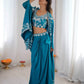 Teal French Crepe Western Dhoti Set for Festive and Party Wear