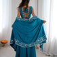 Teal French Crepe Western Dhoti Set for Festive and Party Wear