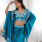 Teal French Crepe Western Dhoti Set for Festive and Party Wear