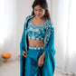 Teal French Crepe Western Dhoti Set for Festive and Party Wear
