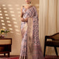 Floral Lichi Silk Saree with Zari Border