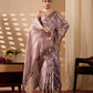 Floral Lichi Silk Saree with Zari Border