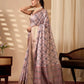 Floral Lichi Silk Saree with Zari Border