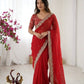 Red Zari Sequin Saree
