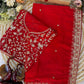 Red Zari Sequin Saree