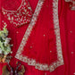 Red Zari Sequin Saree
