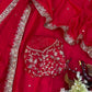 Red Zari Sequin Saree