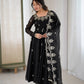Embroidered Crunchy Silk Anarkali Gown Set